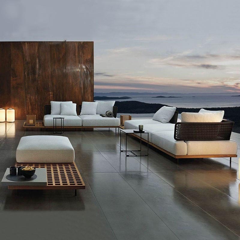 Outdoor Furniture Teak Wood - qw-Outdoor Sofa Patio Villa Terrace Furniture