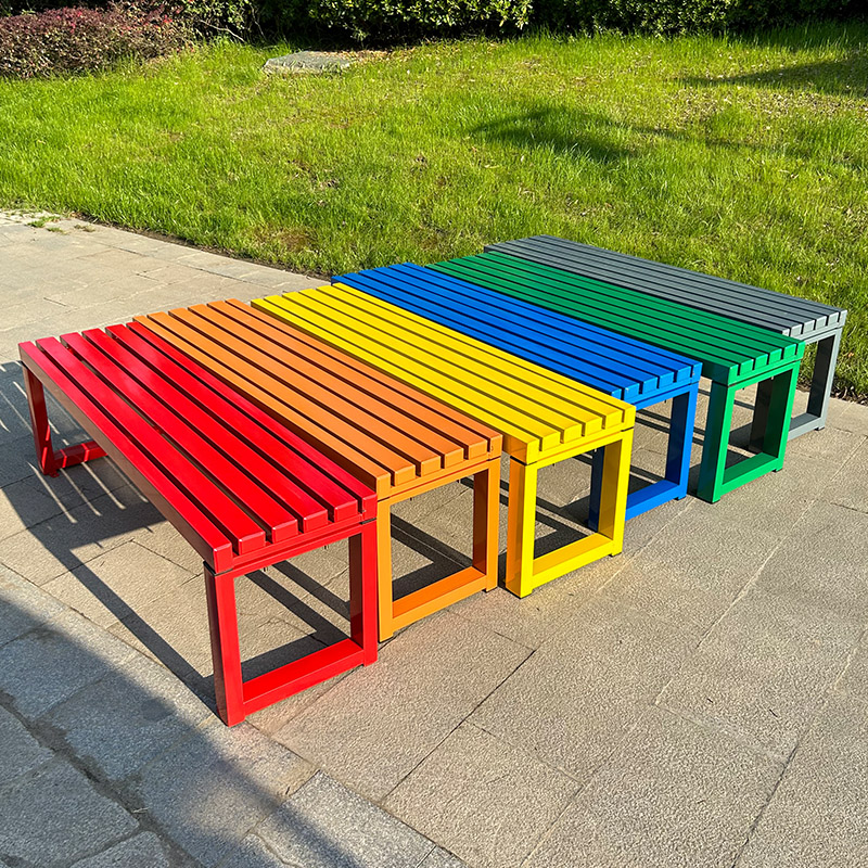 Outdoor Furniture Iron - Internet celebrity White bench with backrest