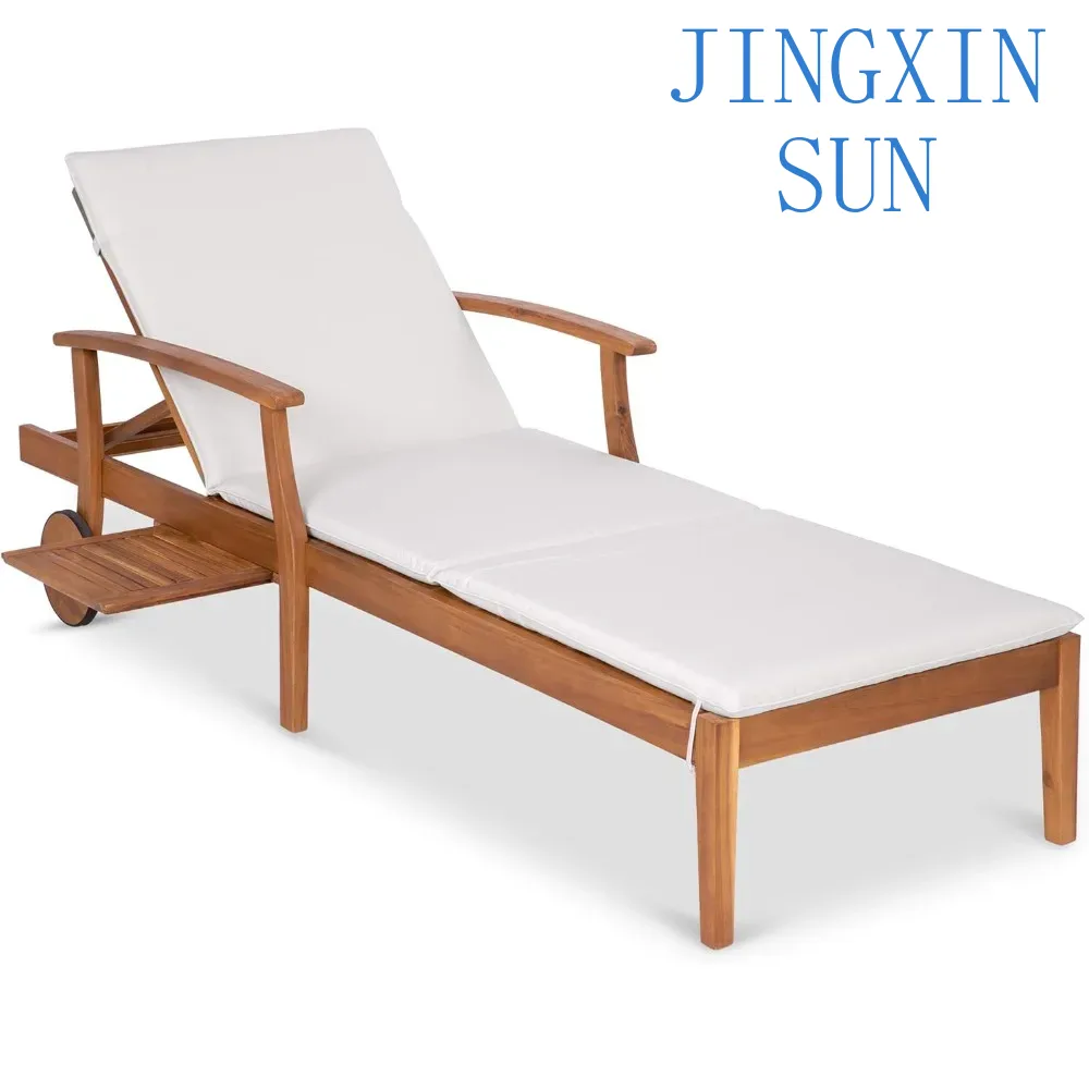 Outdoor Furniture Without Cushions - 79x26in Acacia Wood Chaise Lounge Chair