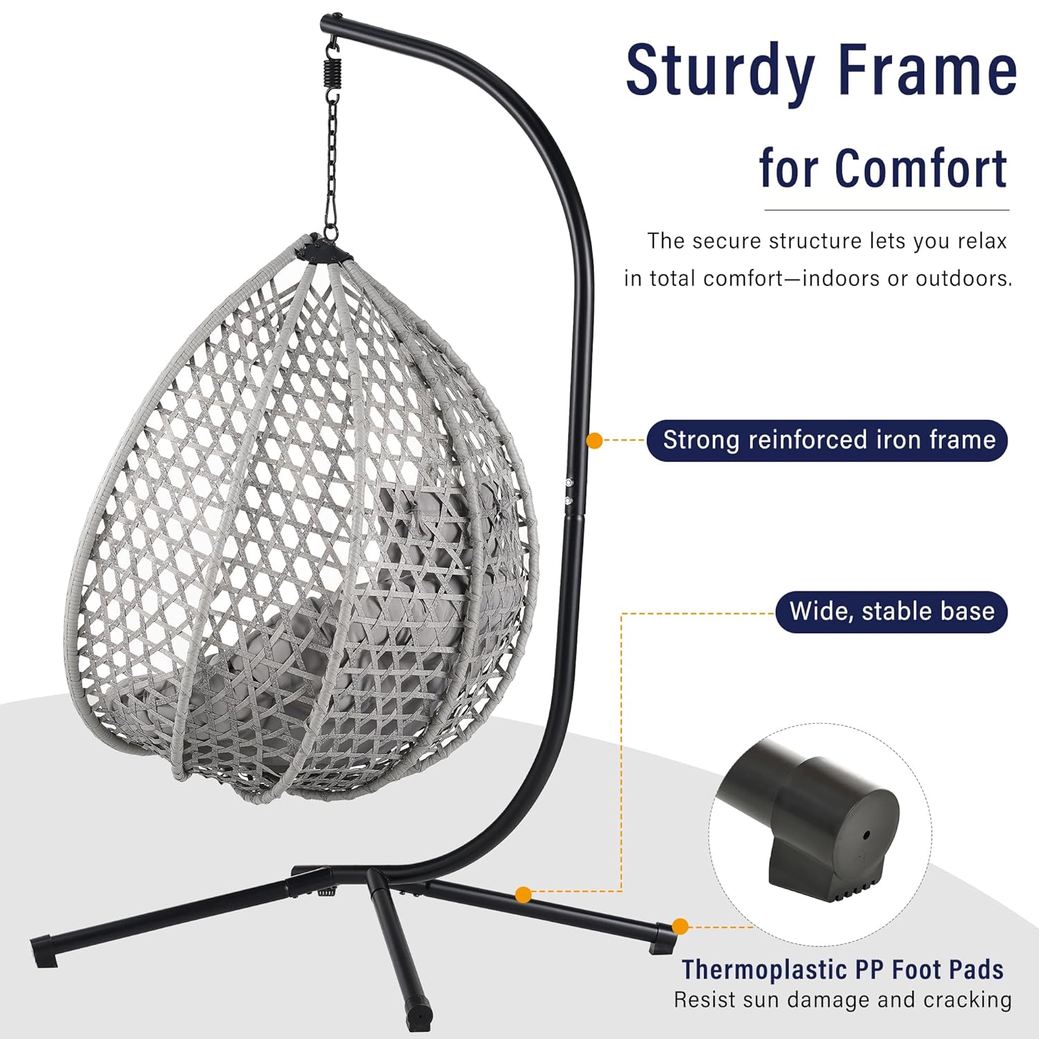 Foldable HDPE Rattan Hanging E - đánh giá và giá Outdoor Furniture Egg Chair