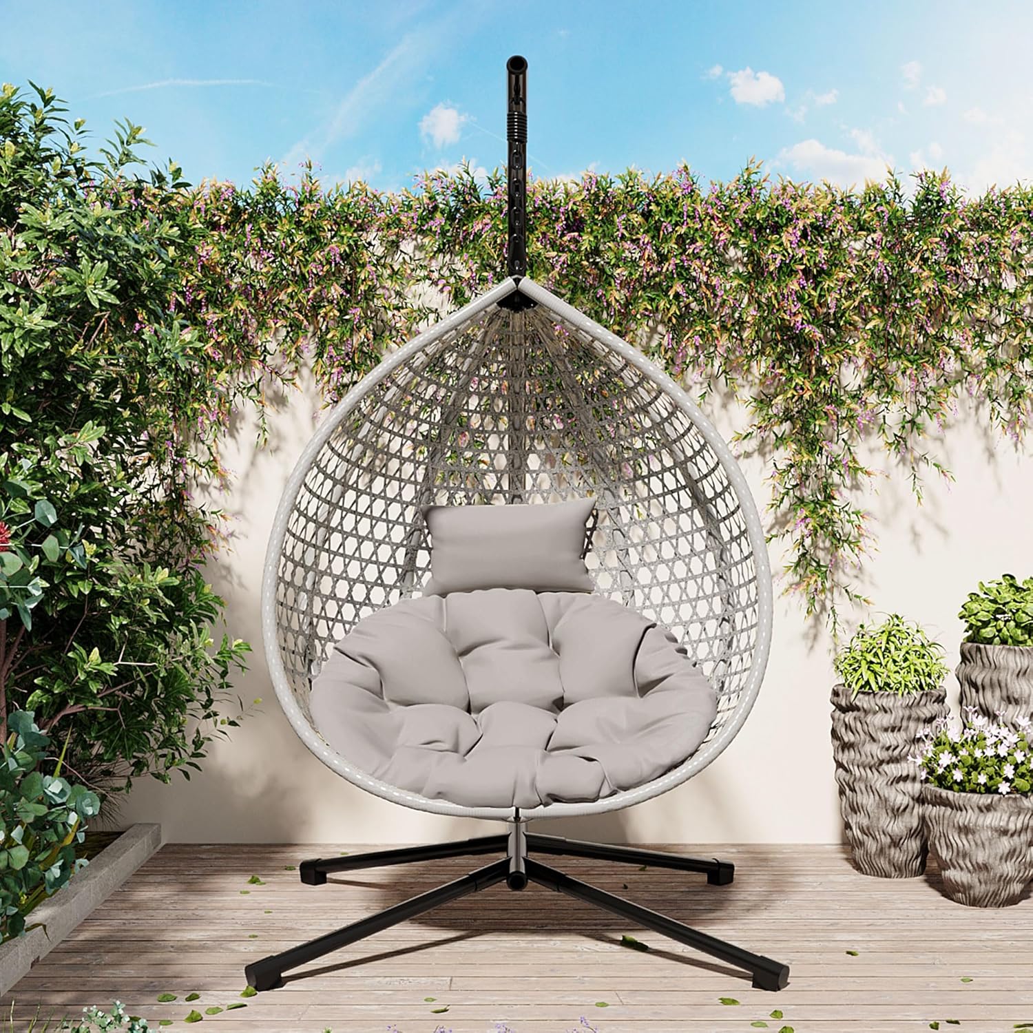 Foldable HDPE Rattan Hanging E - đánh giá và giá Outdoor Furniture Egg Chair