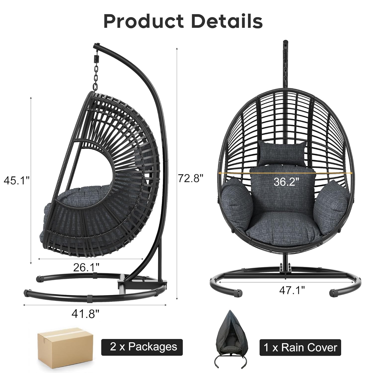 42in Extra Wide Egg Chair Pati - đánh giá và giá Outdoor Furniture Egg Chair