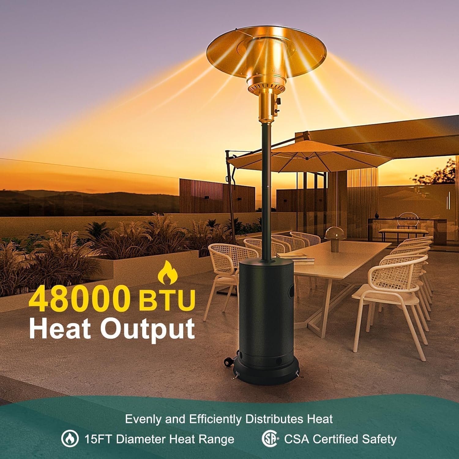 48,000 BTU Outdoor Heat Lamp - - đánh giá và giá Patio Heater Standing