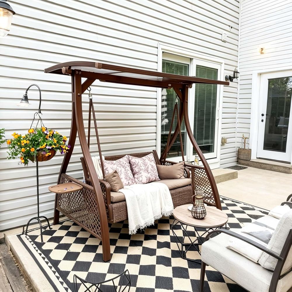 Patio Porch Swing Chair with 2 - đánh giá và giá Outdoor Furniture Without Cushions
