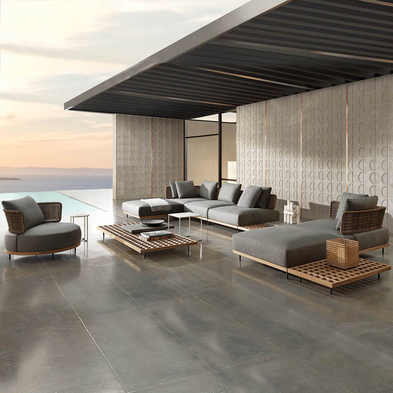 qw-Outdoor Sofa Patio Villa Te - đánh giá và giá Outdoor Furniture Teak Wood