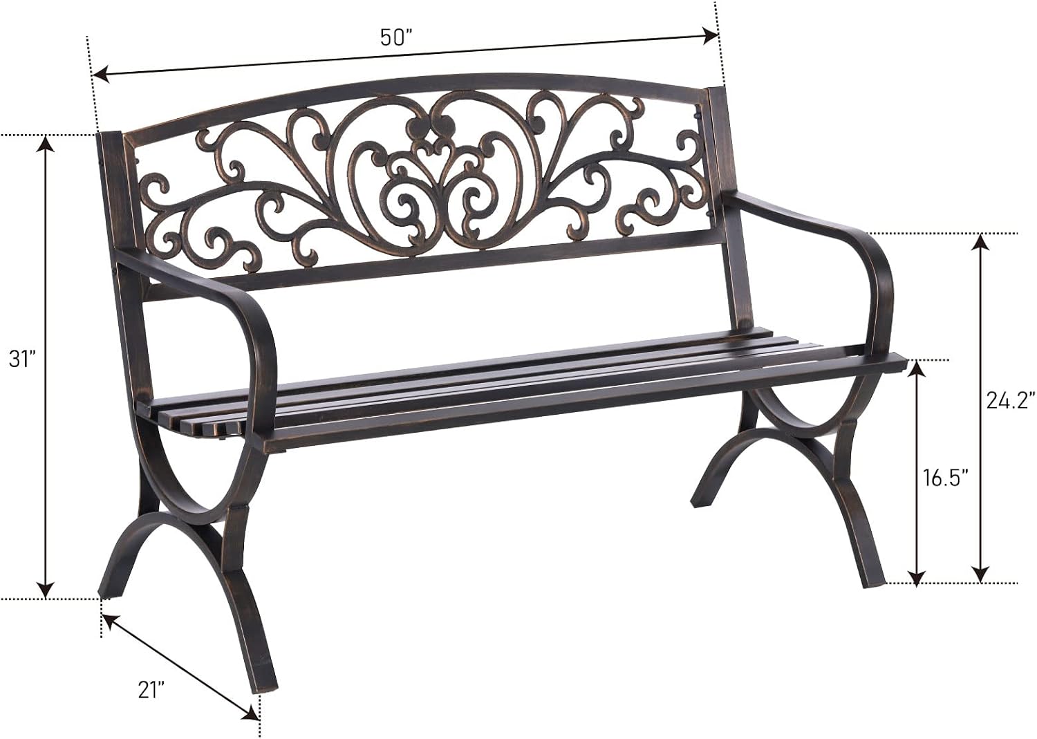 Bronze 50 Inch Outdoor Garden  - đánh giá và giá Outdoor Furniture Iron