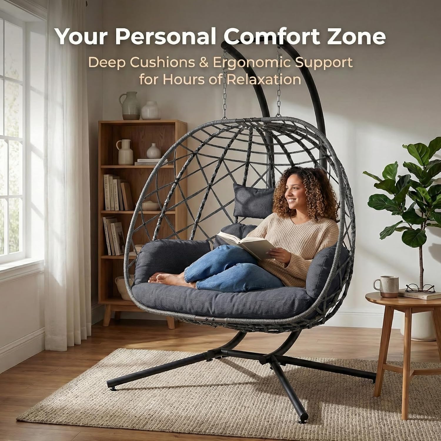 2 Person Egg Swing Chair with  - đánh giá và giá Outdoor Furniture Egg Chair